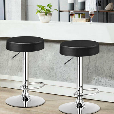 Set of 2 Adjustable Swivel Round Bar Stool  Pub Chairs-BlackÂ 