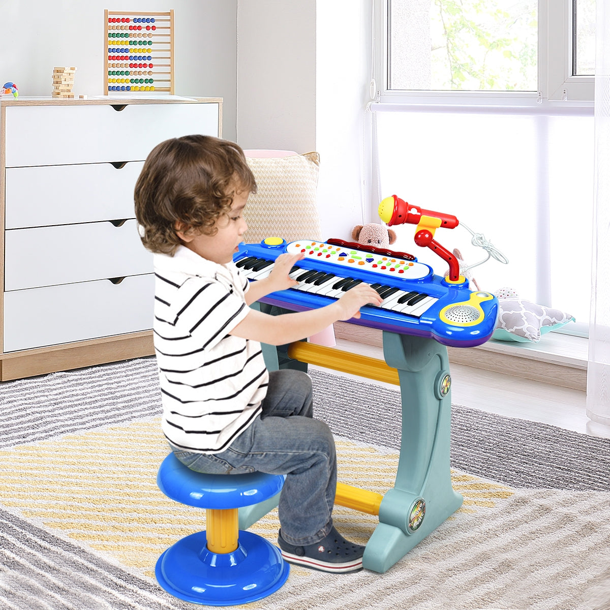 37 Key Electronic Keyboard Kids Toy Piano-BlueÂ 