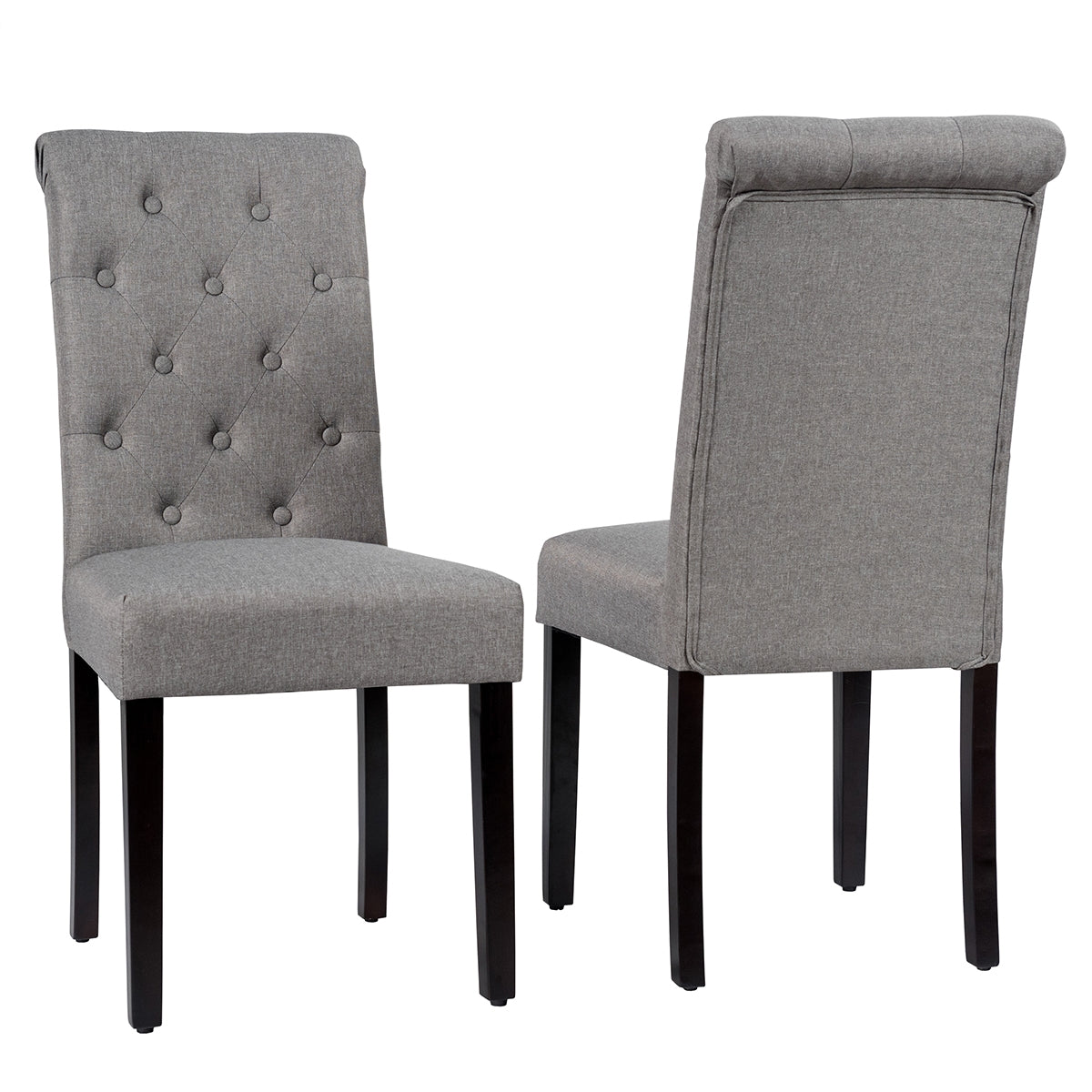 Set of 2 Tufted Dining Chair-GrayÂ 