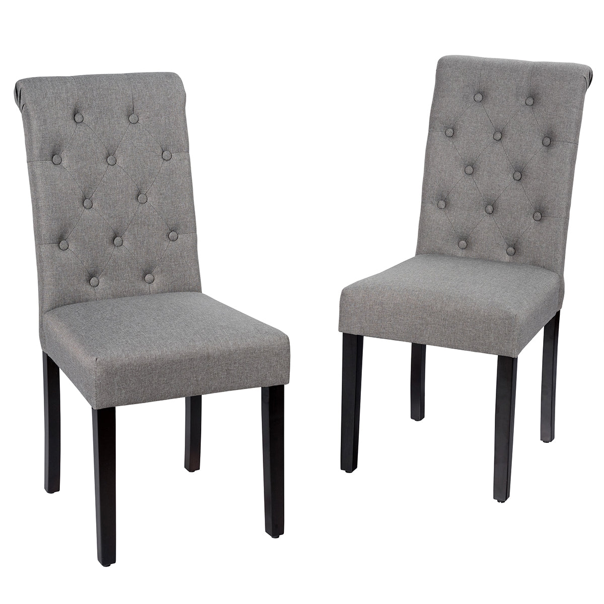 Set of 2 Tufted Dining Chair-GrayÂ 