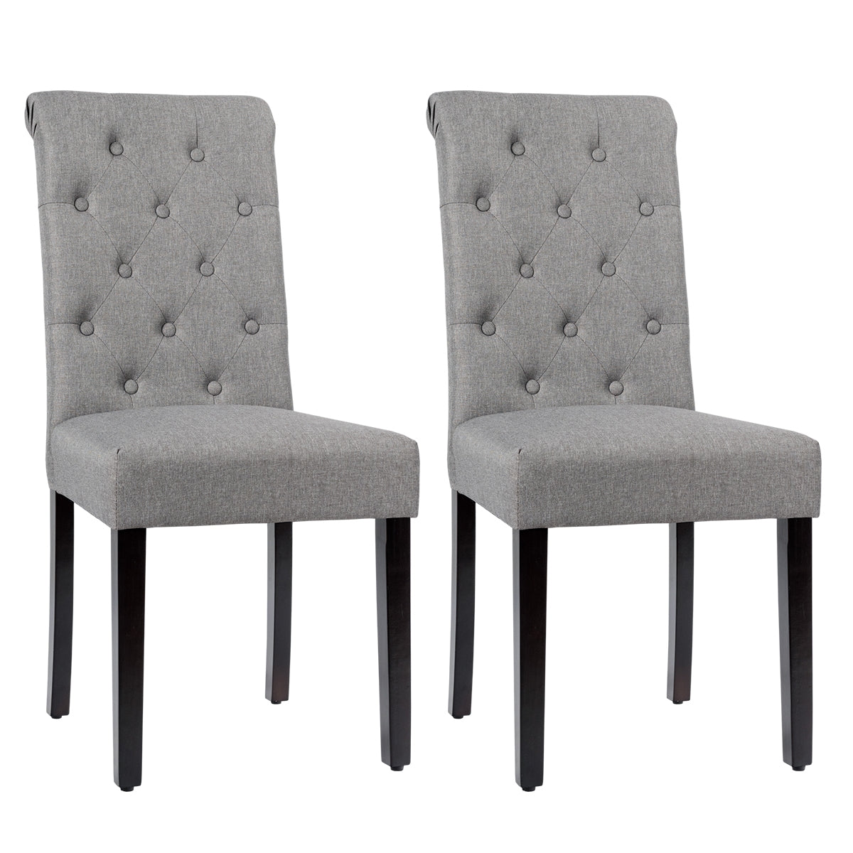 Set of 2 Tufted Dining Chair-GrayÂ 