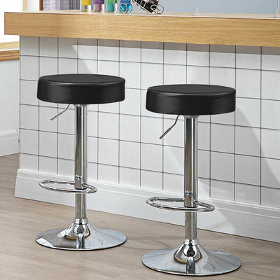1 PC Round Bar Stool Adjustable Swivel Pub Chair-BlackÂ 