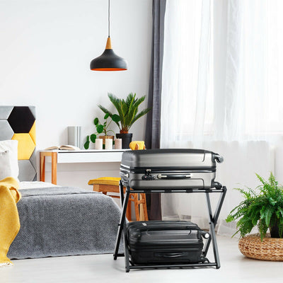 Set of 2 Folding Metal Luggage Rack SuitcaseÂ 