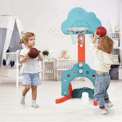 3-in-1 Kids Basketball Hoop Set with Balls-GreenÂ 