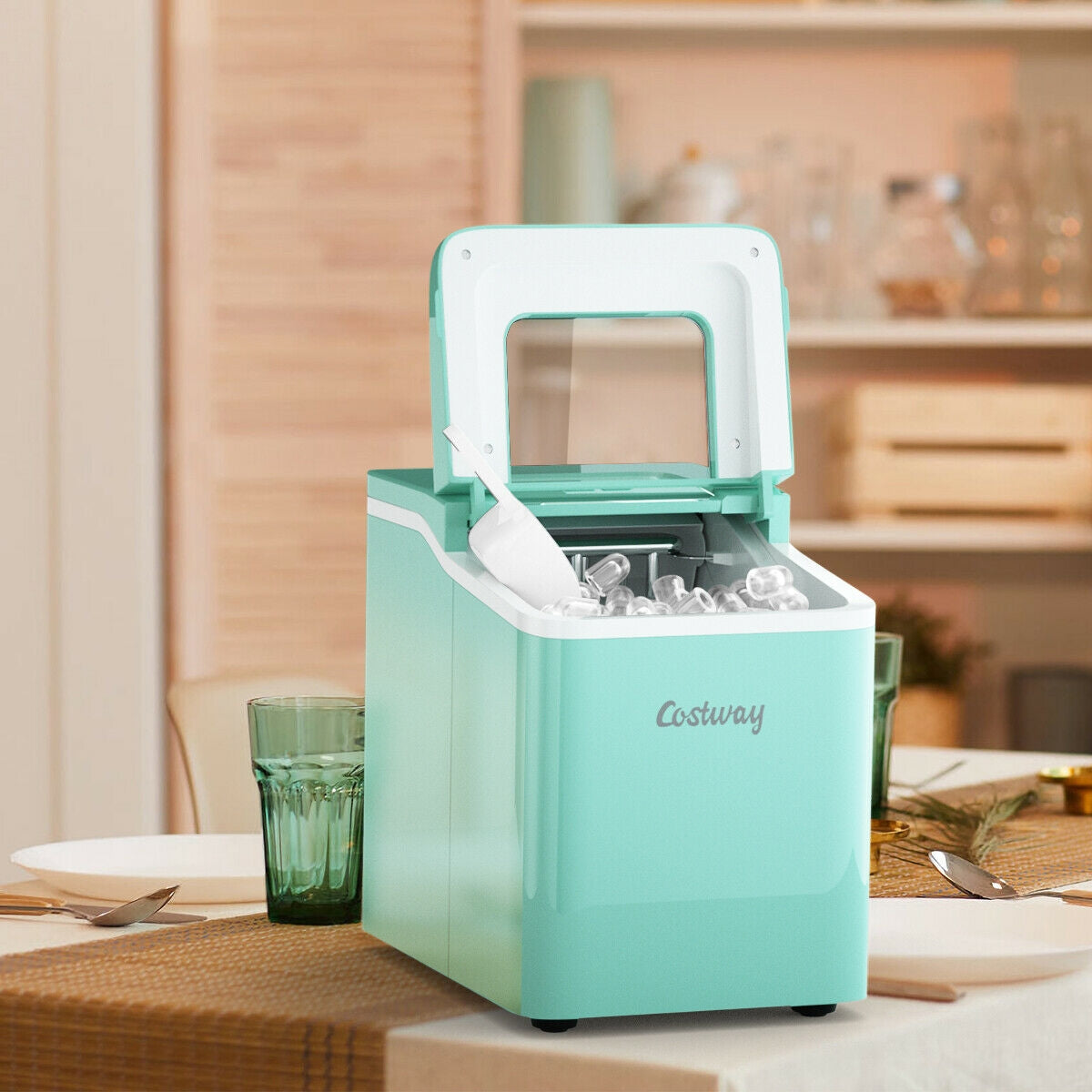 Portable Countertop Ice Maker Machine with Scoop-GreenÂ 