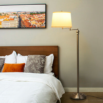 Swing Arm LED Floor Lamp with Hanging Fabric ShadeÂ 