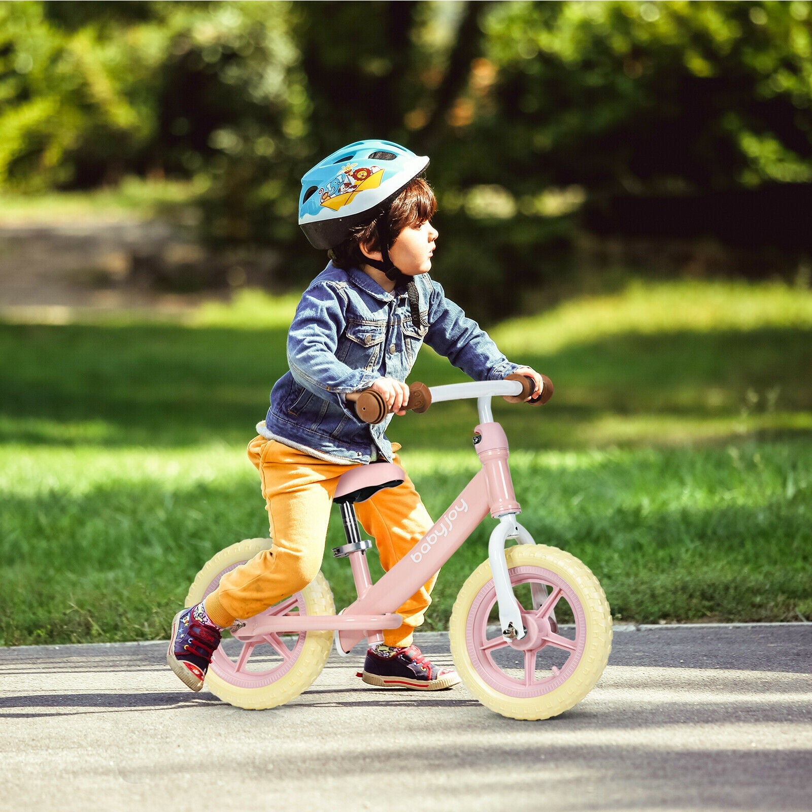 12 Inch Kids Balance No-Pedal Ride Pre Learn Bike with Adjustable Seat-PinkÂ 