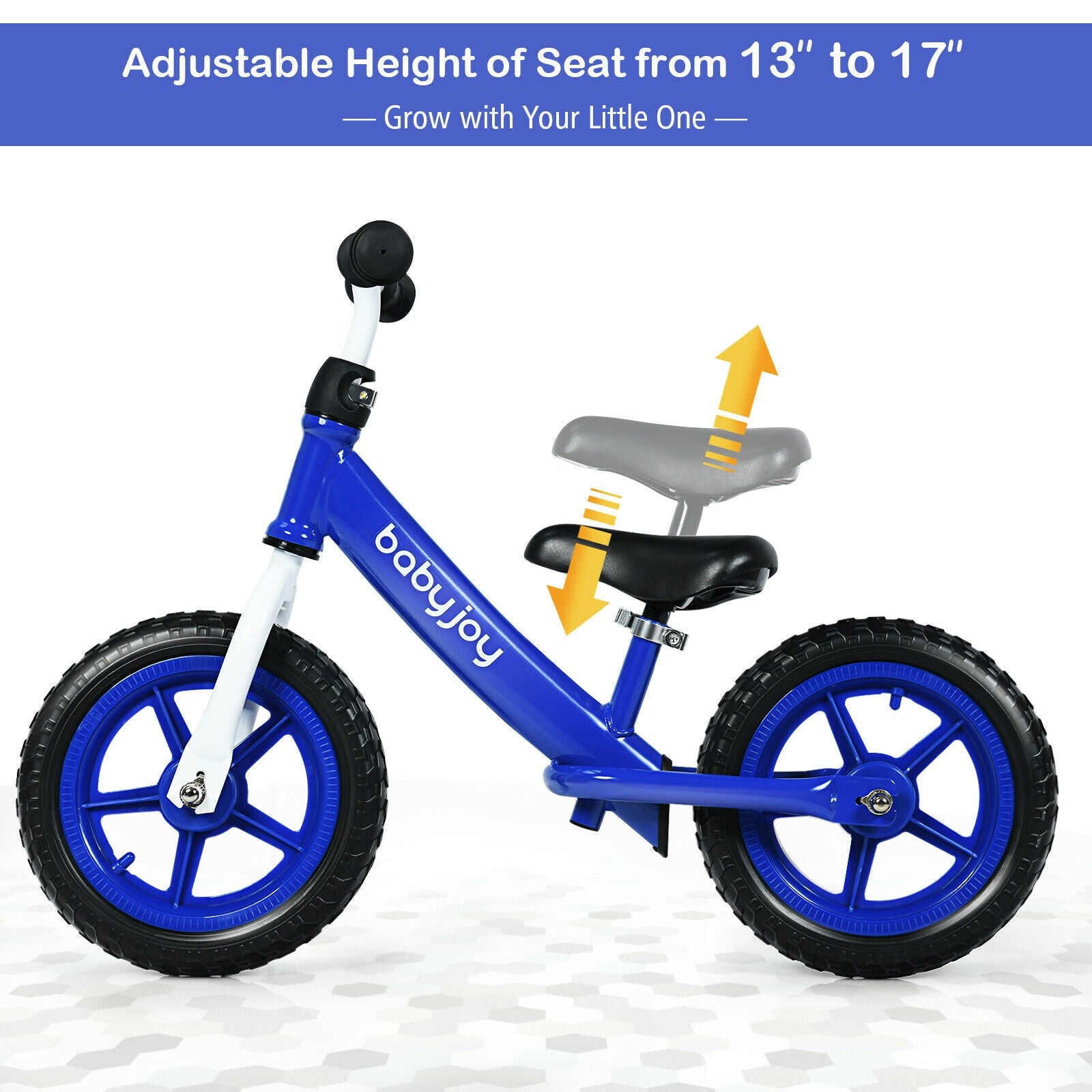 12 Inch Kids Balance No-Pedal Ride Pre Learn Bike with Adjustable Seat-Blue