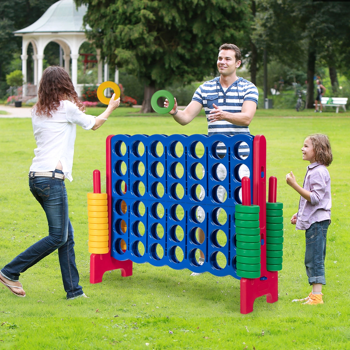 Jumbo 4-to-Score Giant Game Set with 42 Jumbo Rings and Quick-Release Slider-Red