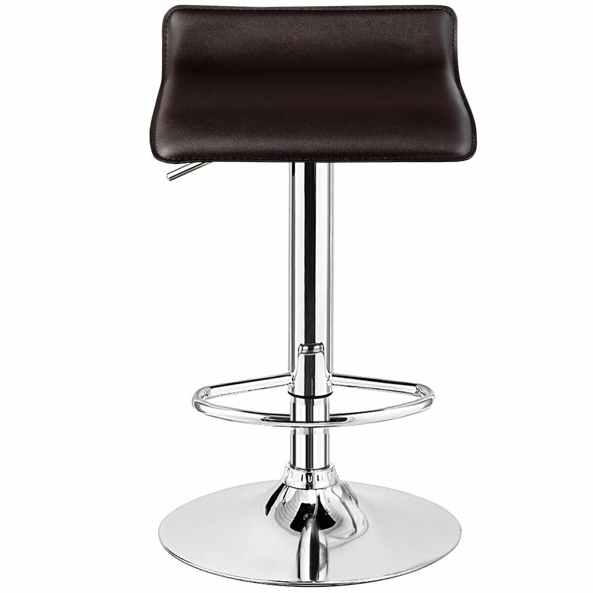 Set of 2 Adjustable PU Leather Backless Bar Stools-Coffee