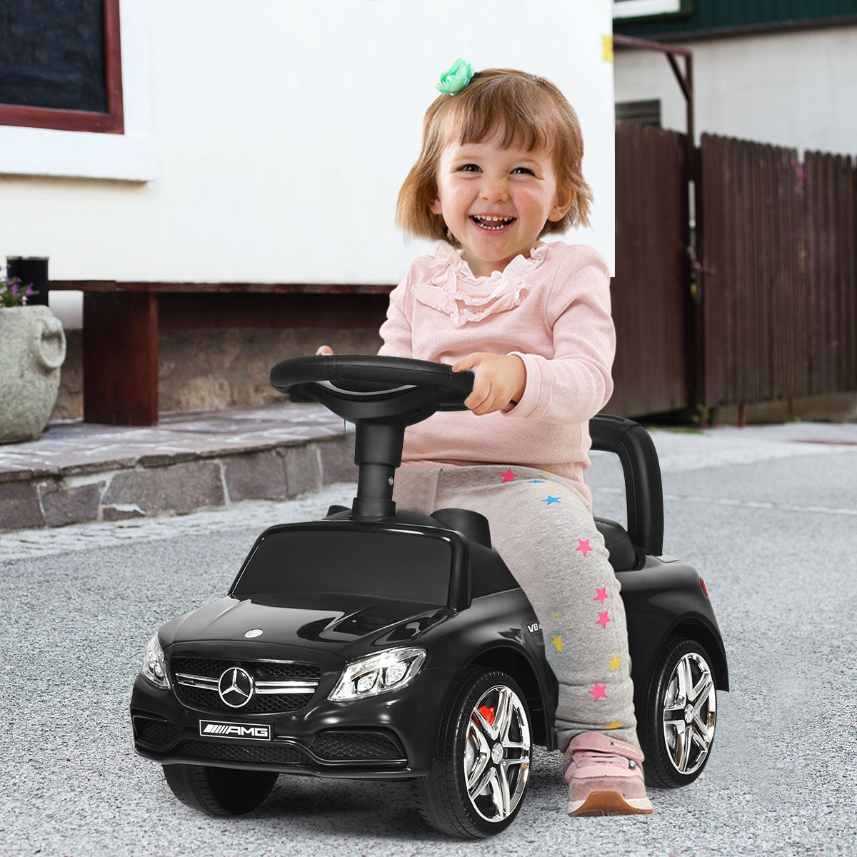 Mercedes Benz Licensed Kids Ride On Push Car-BlackÂ 