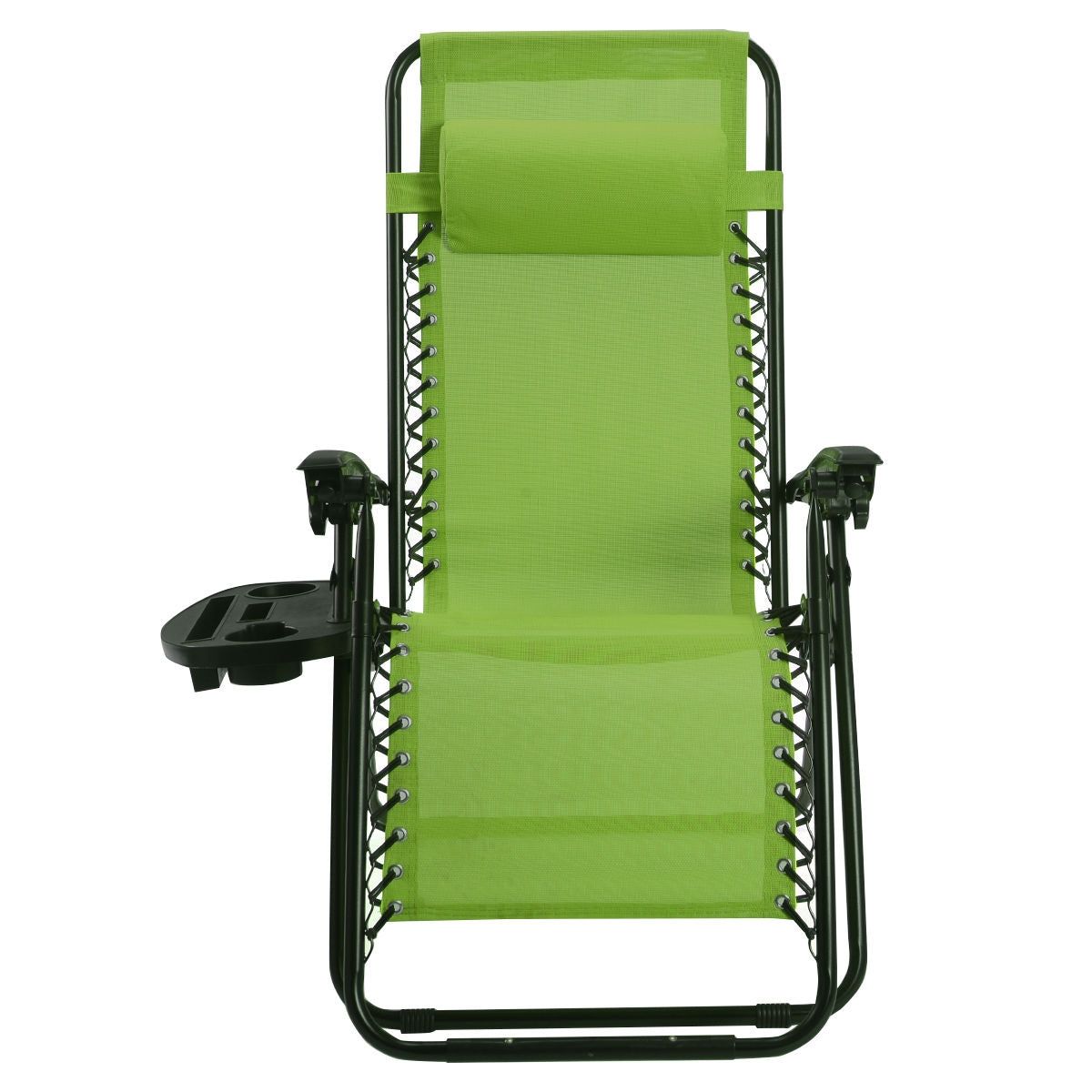 Outdoor Folding Zero Gravity Reclining Lounge Chair with Utility Tray-Green