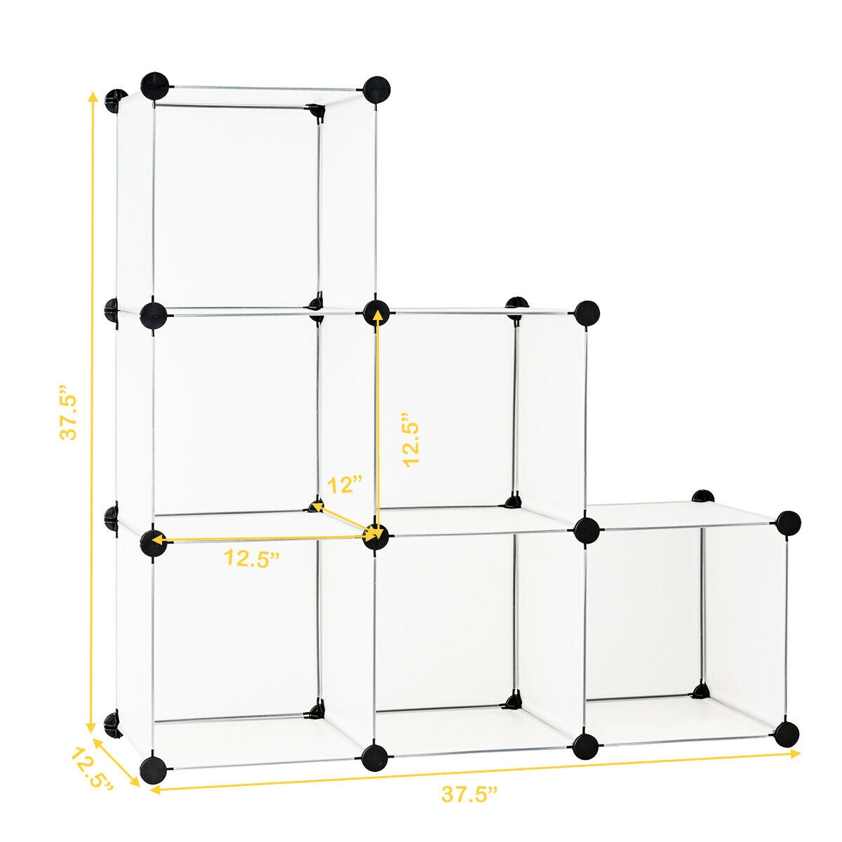 6 Cubes Storage Organizer with Rustproof Steel Frame for Indoor Use-White