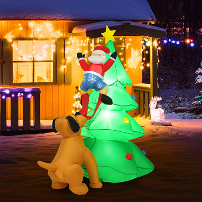 6.5 Feet Outdoor Inflatable Christmas Tree Santa Decor with LED LightsÂ 
