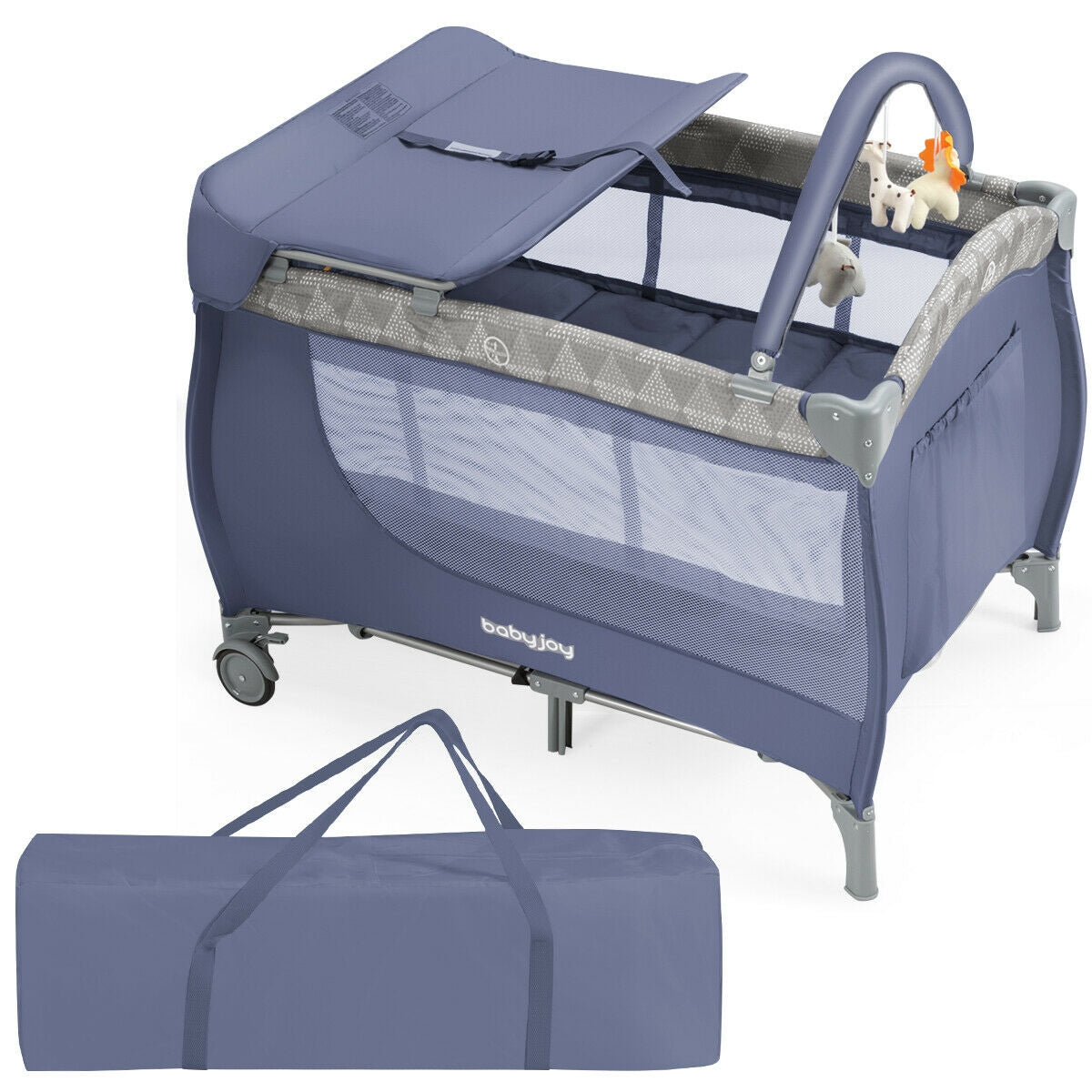 Foldable Safety  Baby Playard for Toddler Infant with Changing Station-GrayÂ 