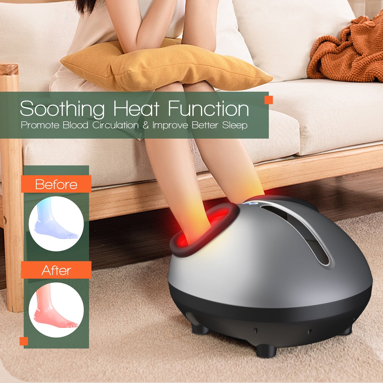 Heat Air Kneading Plantar Shiatsu Therapy Foot Massager-BlackÂ 