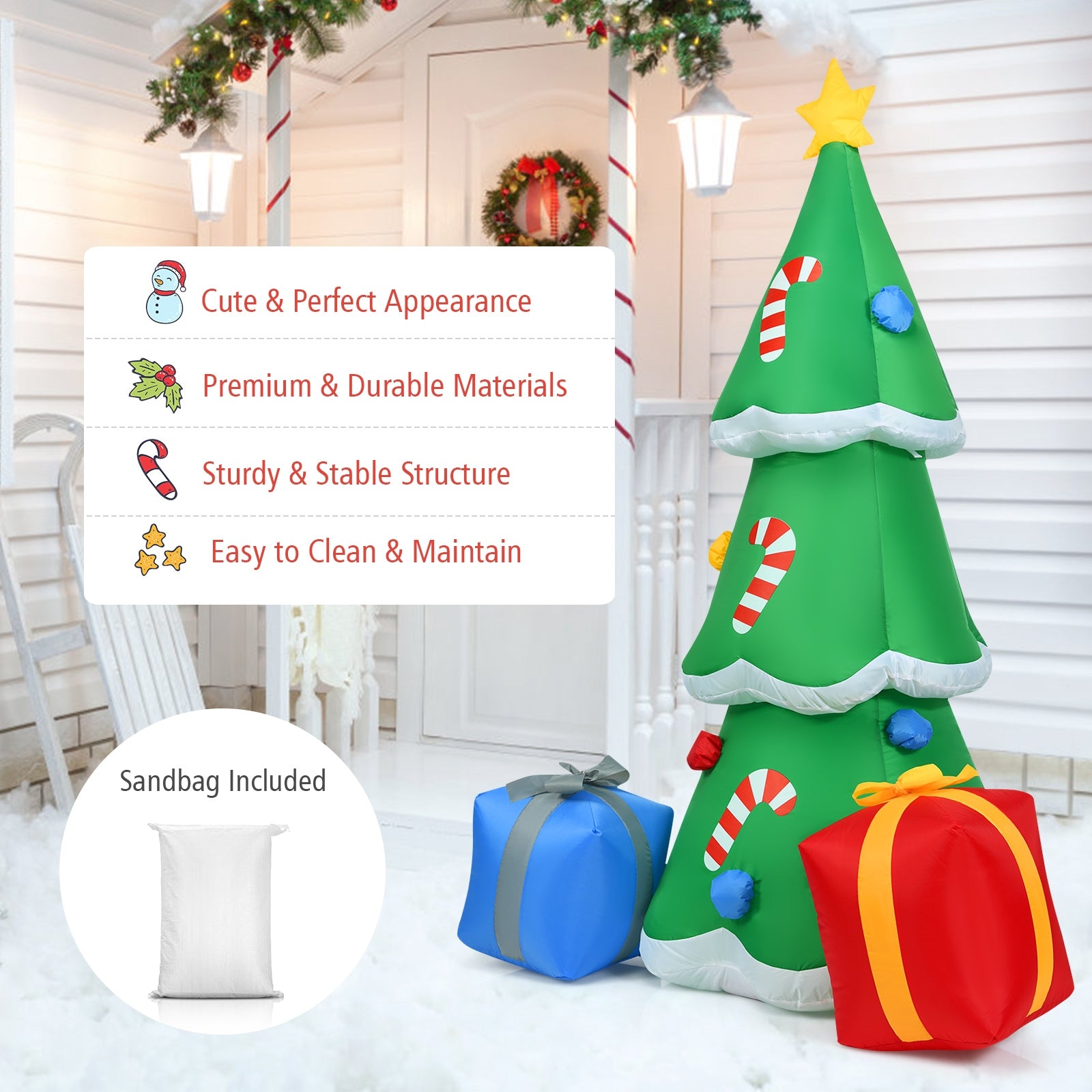 6 Feet Inflatable Christmas Tree with Gift Boxes Blow Up Decoration