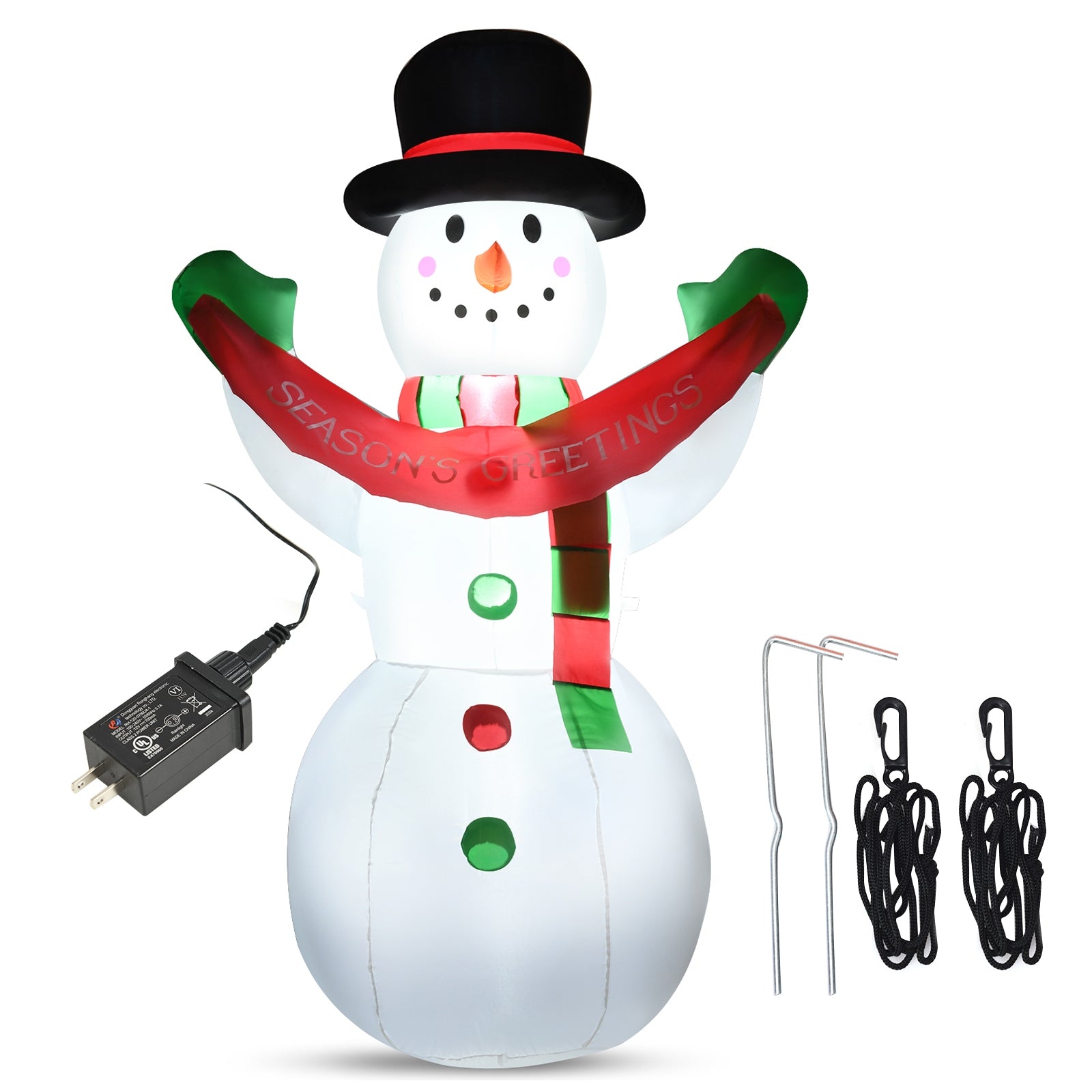 6 Feet Inflatable Christmas Snowman with LED Lights Blow Up Outdoor Yard Decoration