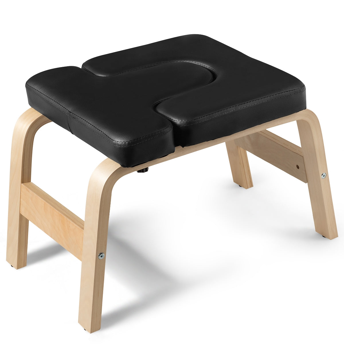 Yoga Headstand Wood Stool with PVC Pads-Black