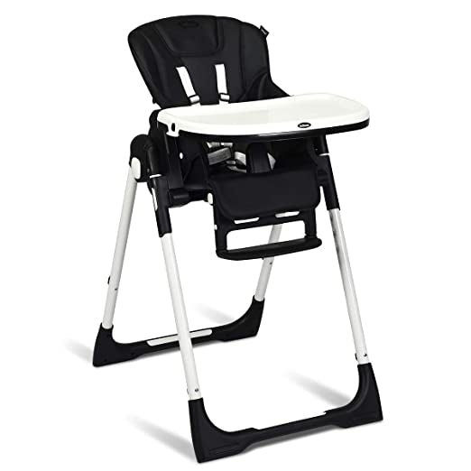 Foldable High chair with Multiple Adjustable Backrest-BlackÂ 