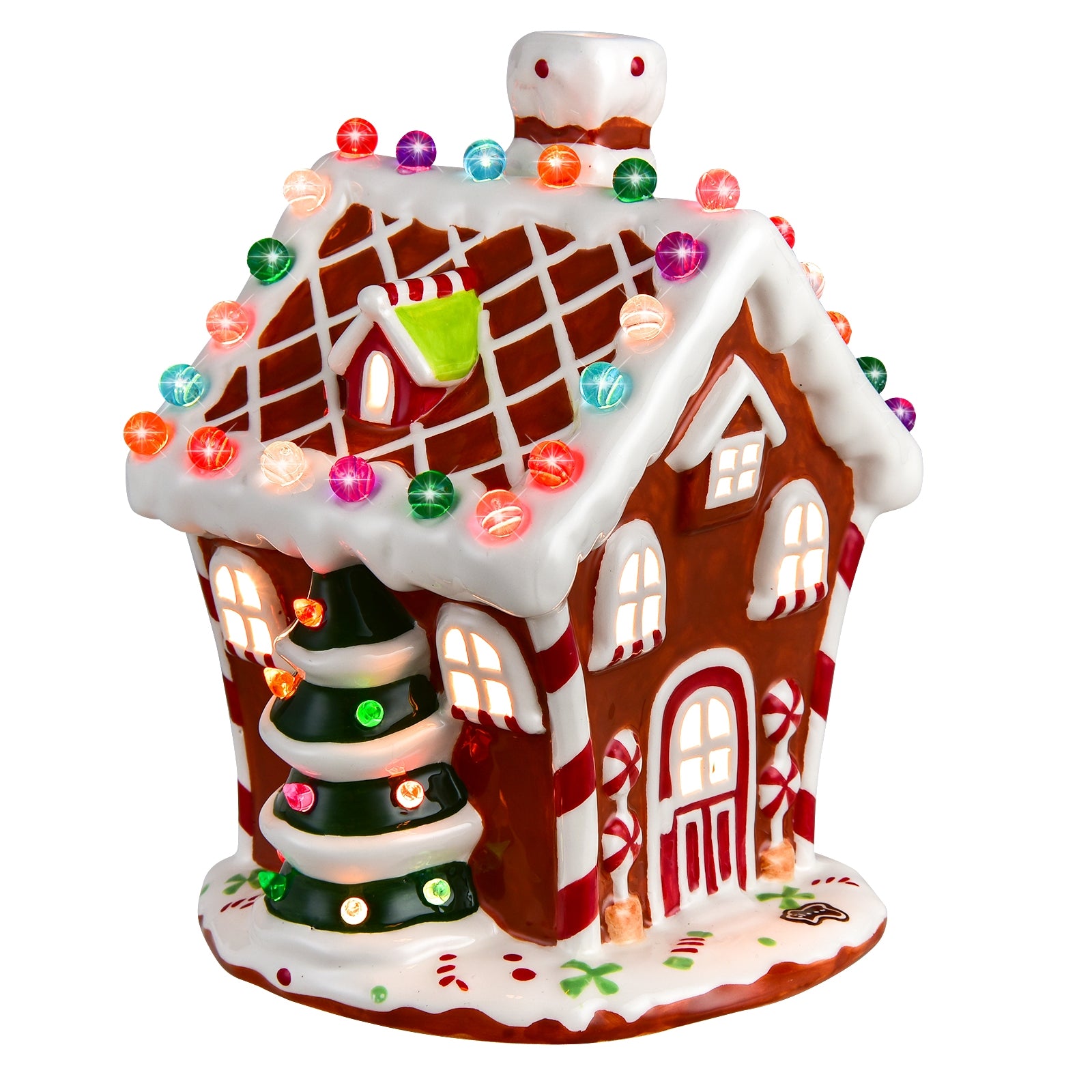 Hand-Painted Ceramic Christmas House with 44 Multicolored Lights