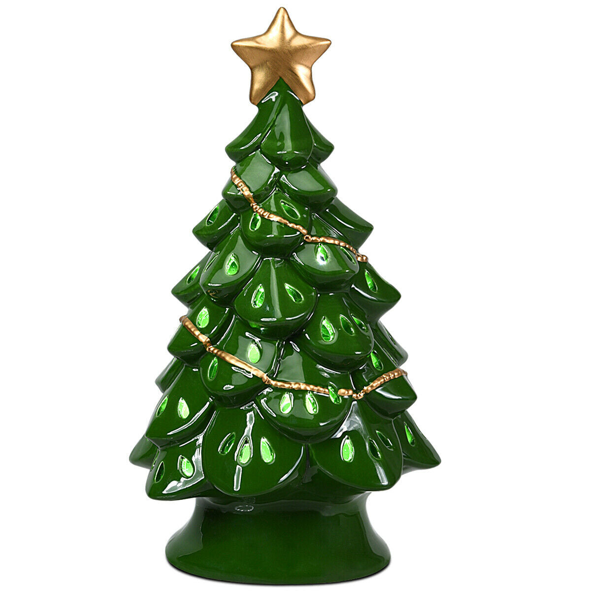 11.5 Inch Pre-Lit Ceramic Hollow Christmas Tree with LED Lights