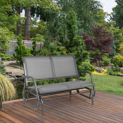 Swing Glider Chair 48 Inch Loveseat Rocker Lounge Backyard-GrayÂ 