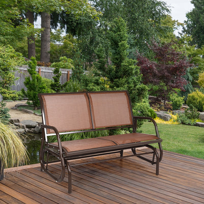Swing Glider Chair 48 Inch Loveseat Rocker Lounge Backyard-BrownÂ 
