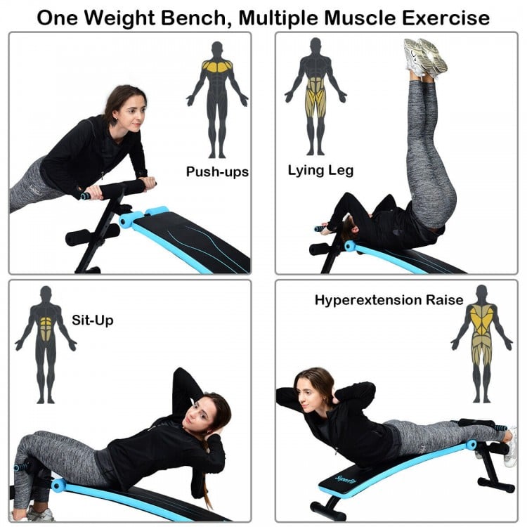 Folding Weight Bench Adjustable Sit-up Board Workout Slant Bench-Blue