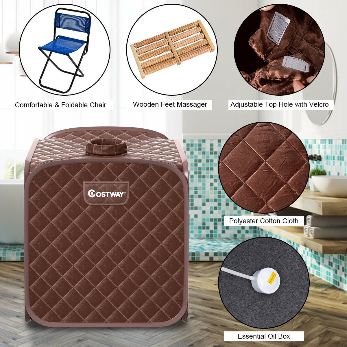 2L Portable Folding Steam Sauna Spa-Coffee