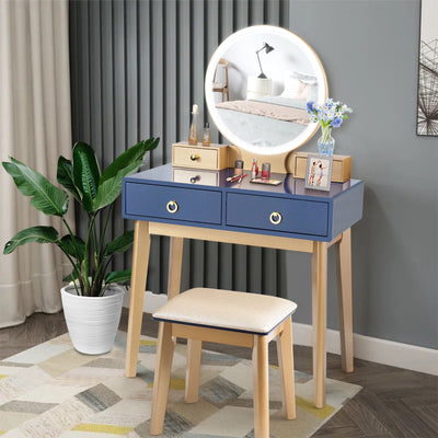 Makeup Vanity Table Set 3 Color Lighting Dressing Table-BlueÂ 