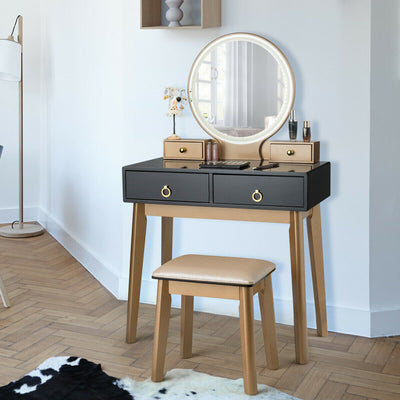 Makeup Vanity Table Set 3 Color Lighting Dressing Table-BlackÂ 