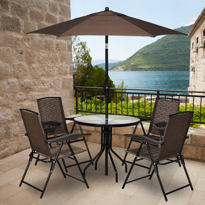 4 Pieces Folding Dining Chairs with Steel Armrests and Sling BackÂ 