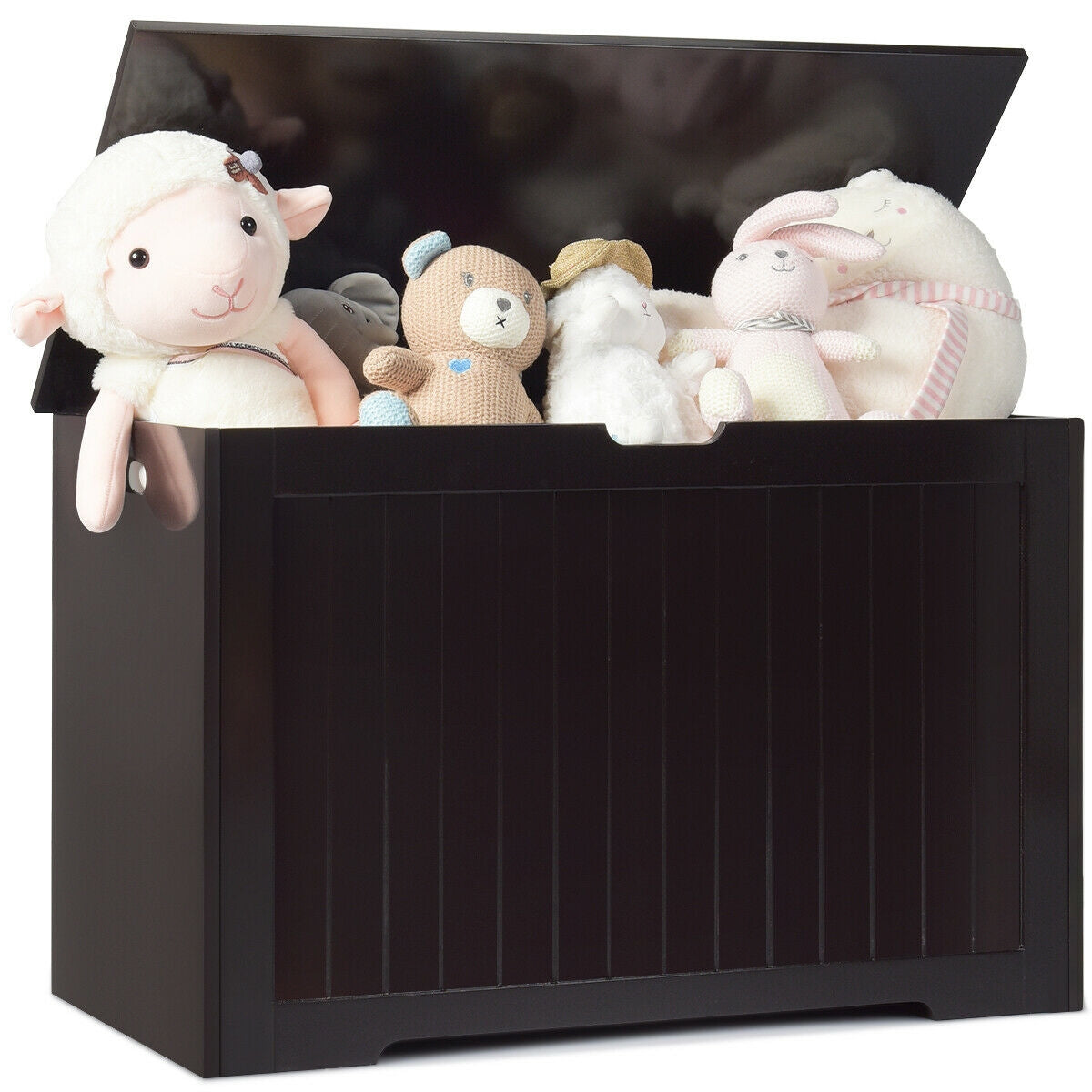 Toy Box Wooden Toy Organizer with Flip-Top Lid-Brown