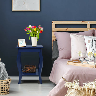 Set of 2 Accent Side Tables with Shelf-BlueÂ 