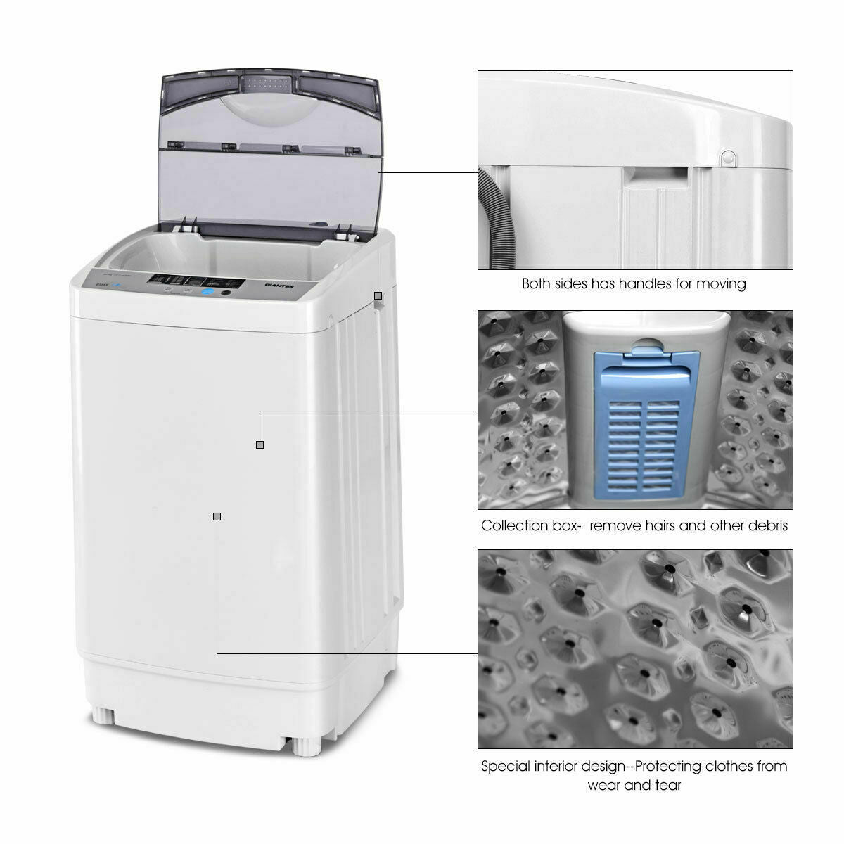 9.92 lbs Full-automatic Washing Machine with 10 Wash Programs