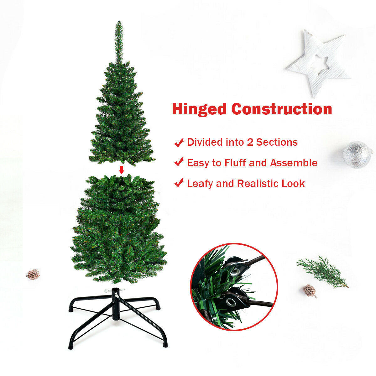 Artificial National Foot Kingswood Fir Pencil Christmas Tree-4.5ftÂ 