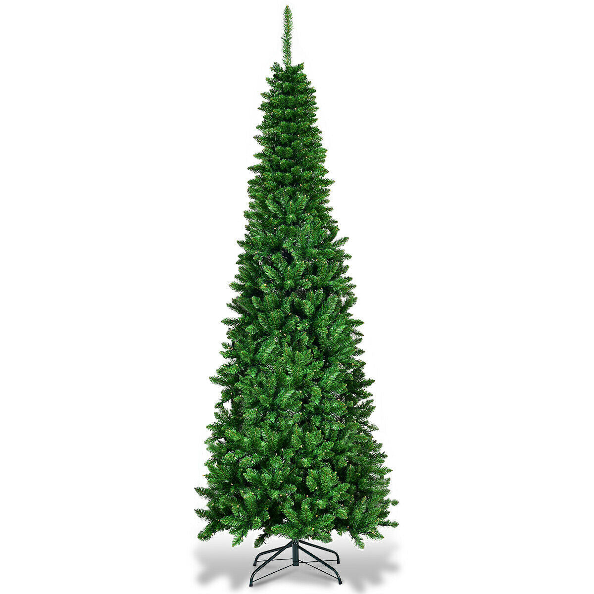 6.5' / 7.5' Pre-Lit Hinged Artificial Pencil Christmas Tree-7.5 ft