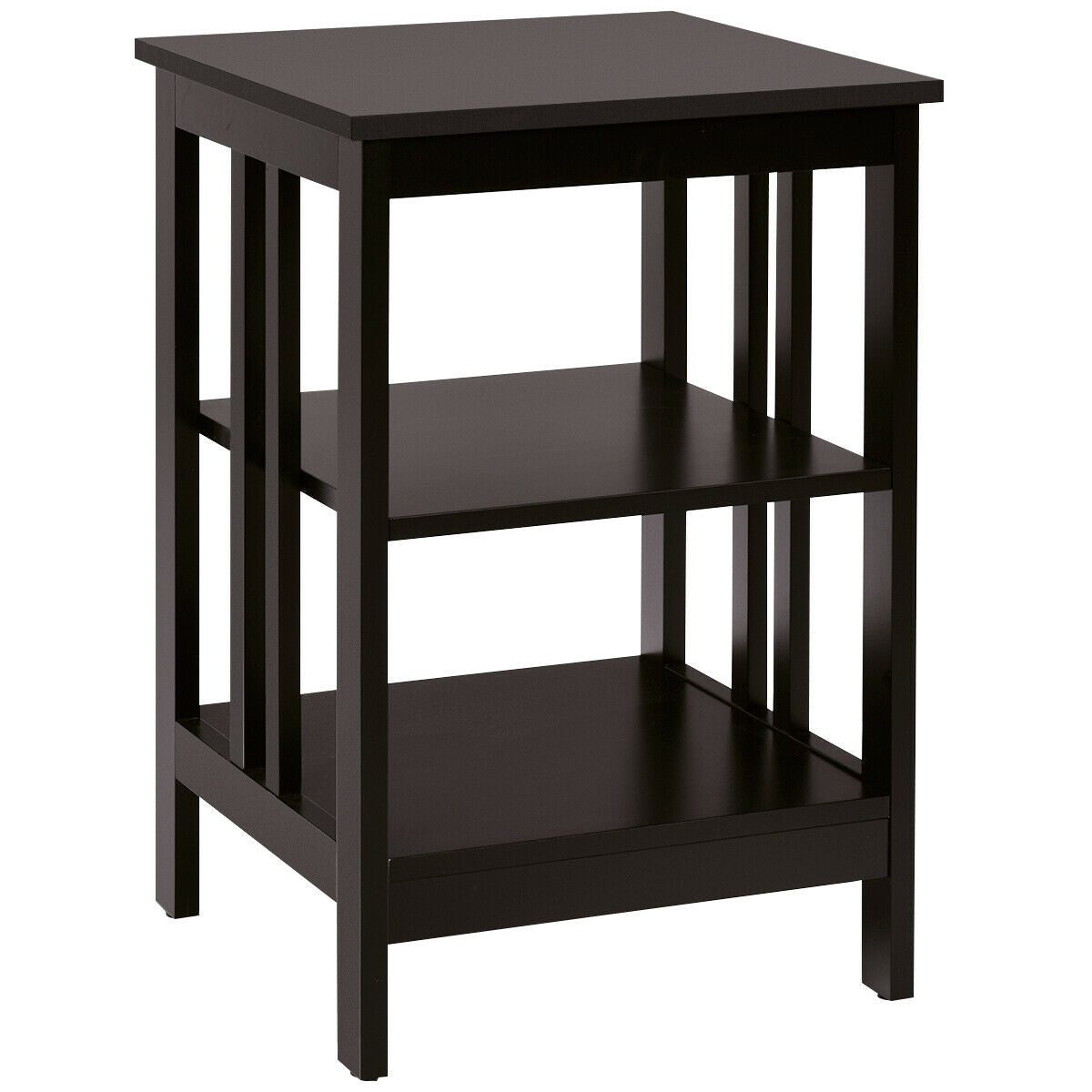 3-tier Side Table Nightstand with Stable Structure-Dark Brown