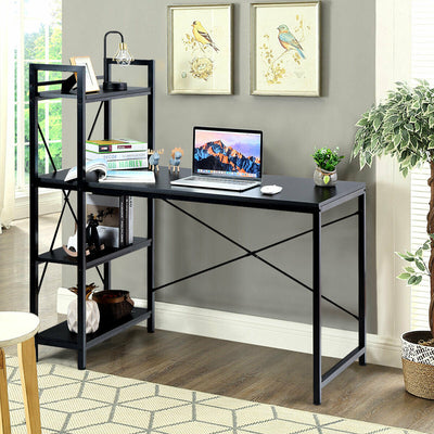 47.5 Inch Writing Study Computer Desk with 4-Tier Shelves-BlackÂ 