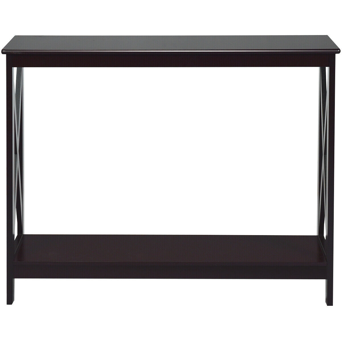 2-Tier Console X-Design Sofa Side Accent Table-Dark BrownÂ 