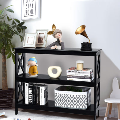 3-Tier Console X-Design Sofa Side Accent Table-BlackÂ 