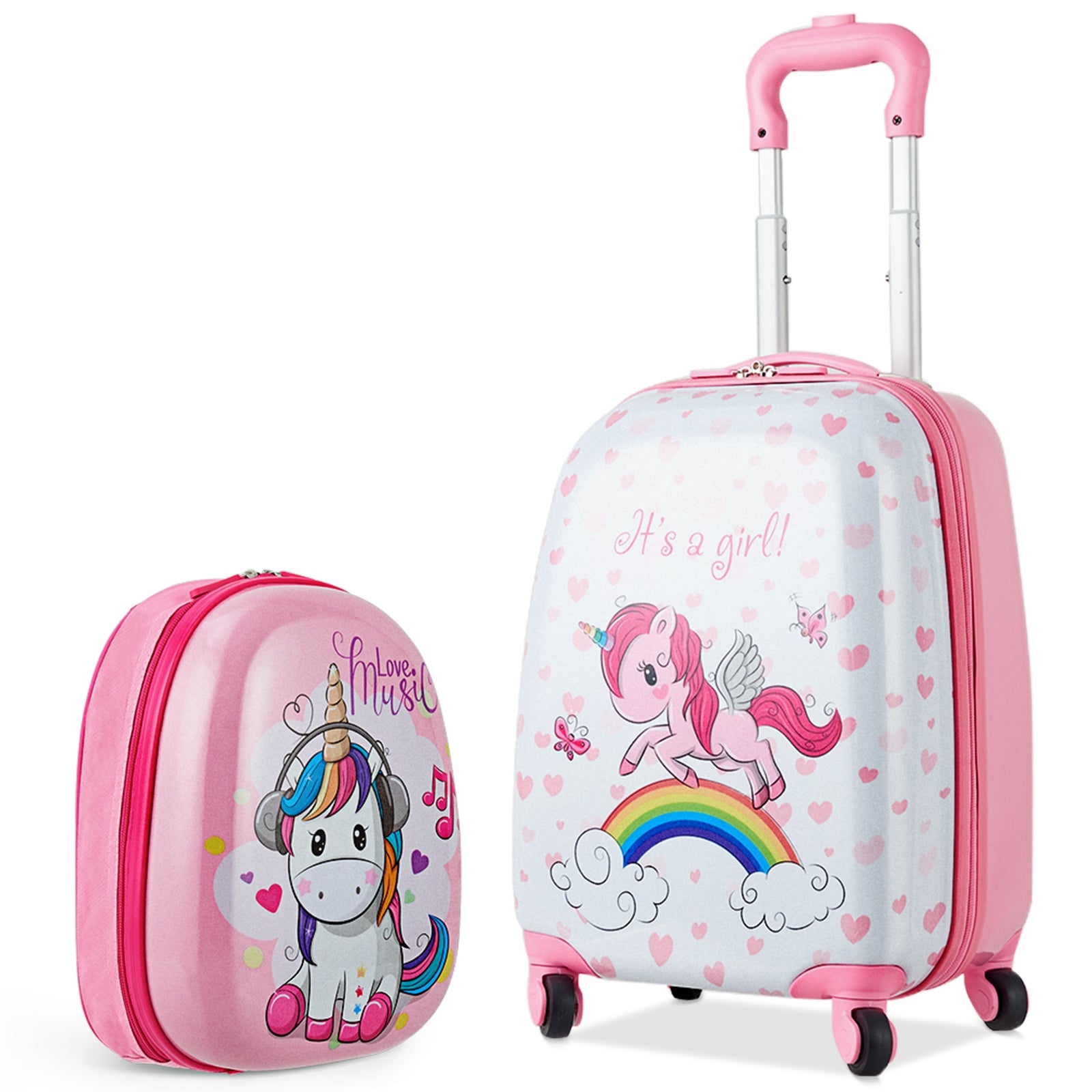 2 Pieces Kids Luggage Set 12 Inch Backpack and 16 Inch Kid Carry on Suitcase with WheelsÂ 