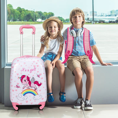 2 Pieces Kids Luggage Set 12 Inch Backpack and 16 Inch Kid Carry on Suitcase with WheelsÂ 