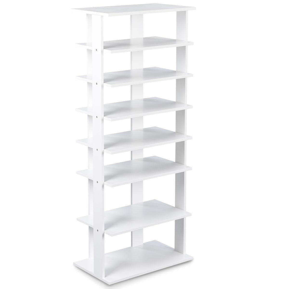 7-Tier Dual 14 Pair Shoe Rack Free Standing Concise Shelves Storage