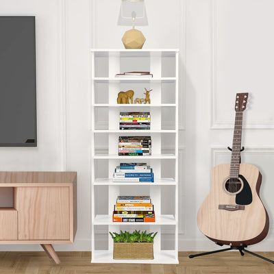 7-Tier Dual 14 Pair Shoe Rack Free Standing Concise Shelves StorageÂ 