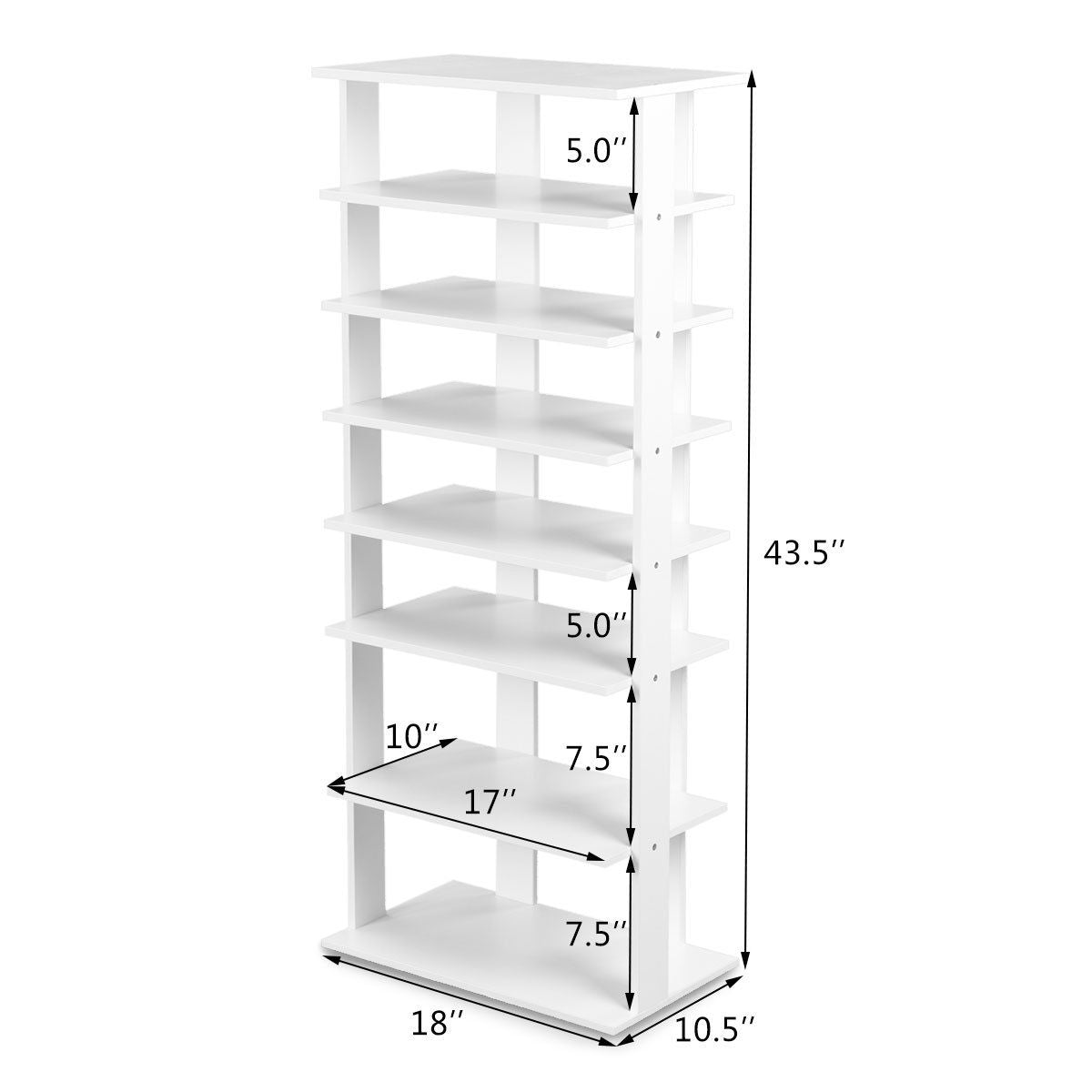 7-Tier Dual 14 Pair Shoe Rack Free Standing Concise Shelves Storage