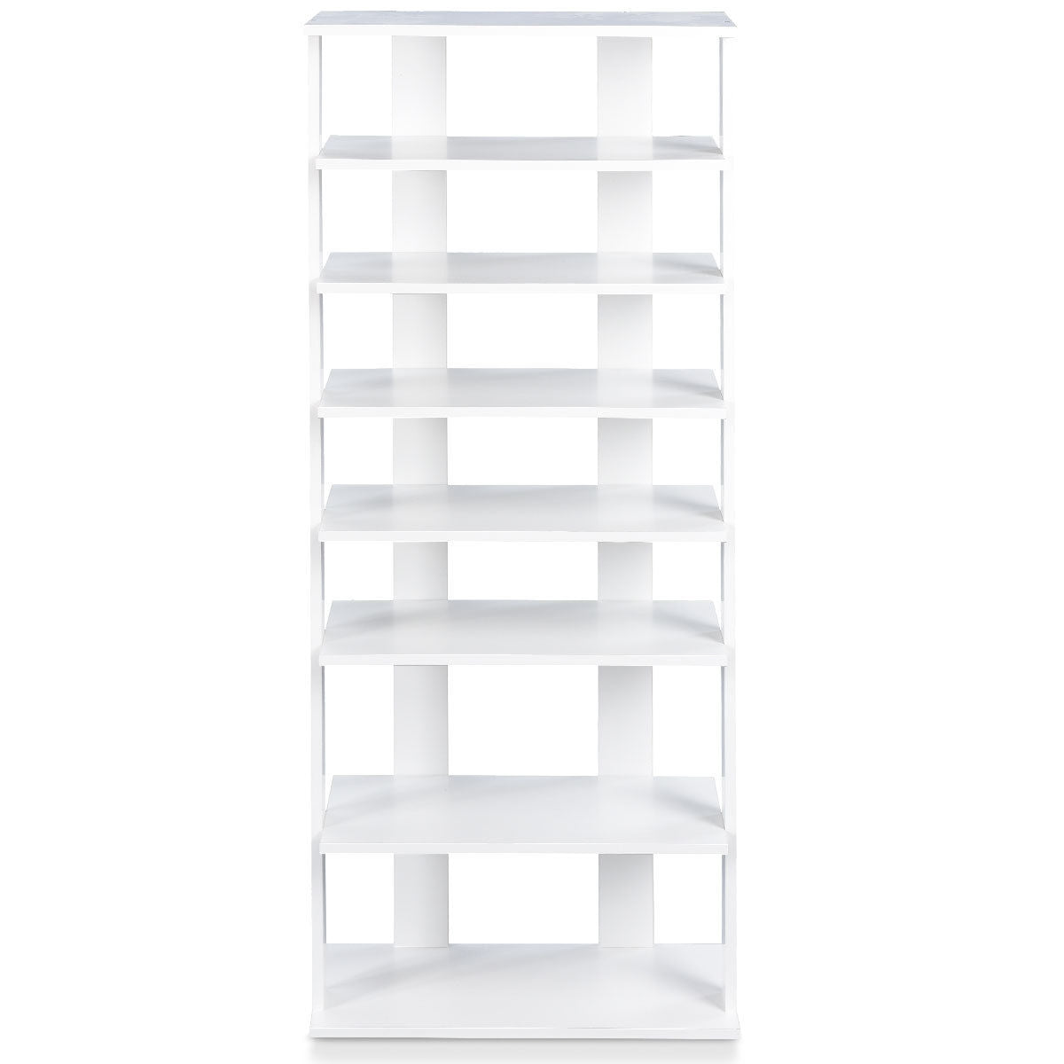 7-Tier Dual 14 Pair Shoe Rack Free Standing Concise Shelves Storage