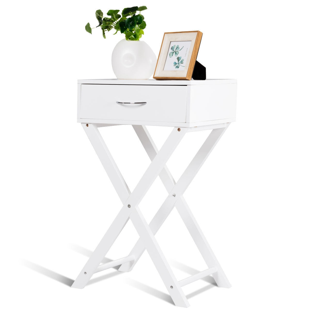 Modern X-Shape Accent Side End Table-Black