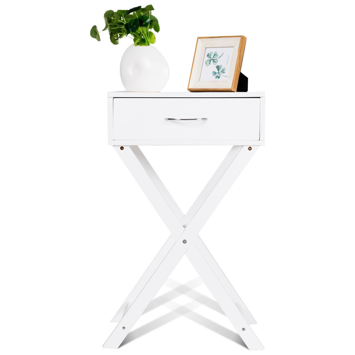 Modern X-Shape Accent Side End Table-Black